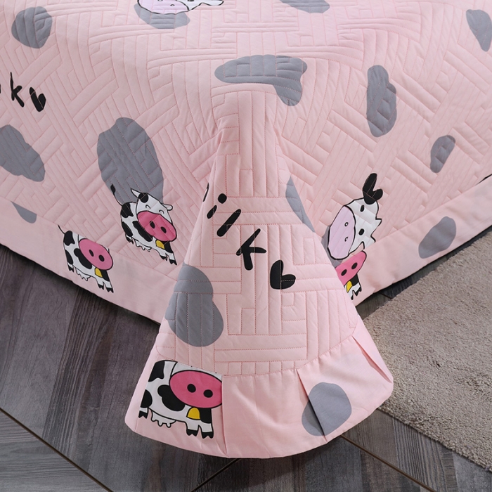 91家纺网 家纺一手货源 找家纺 OL全棉13372床盖夹棉四件套活性印染居家套件网红小妞粉