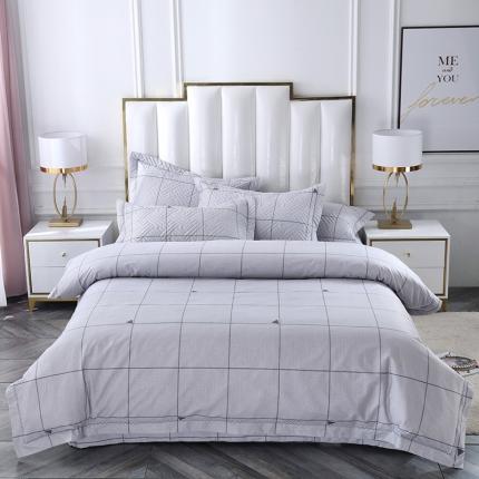 OL新款13372全棉床盖夹棉四件套活性印染居家套件悄悄爱