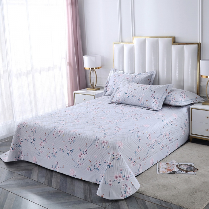 91家纺网 家纺一手货源 找家纺 OL新款13372全棉床盖夹棉四件套活性印染居家套件千山暮雪