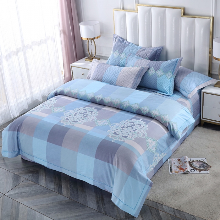 91家纺网 家纺一手货源 找家纺 OL新款13372全棉床盖夹棉四件套活性印染居家套件兰博斯卡