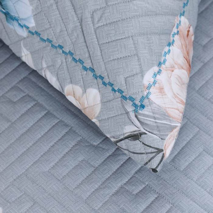 91家纺网 家纺一手货源 找家纺 OL新款13372全棉床盖夹棉四件套活性印染居家套件花溪寻梦