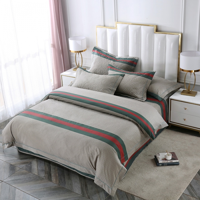 91家纺网 家纺一手货源 找家纺 OL新款13372全棉床盖夹棉四件套活性印染居家套件 古