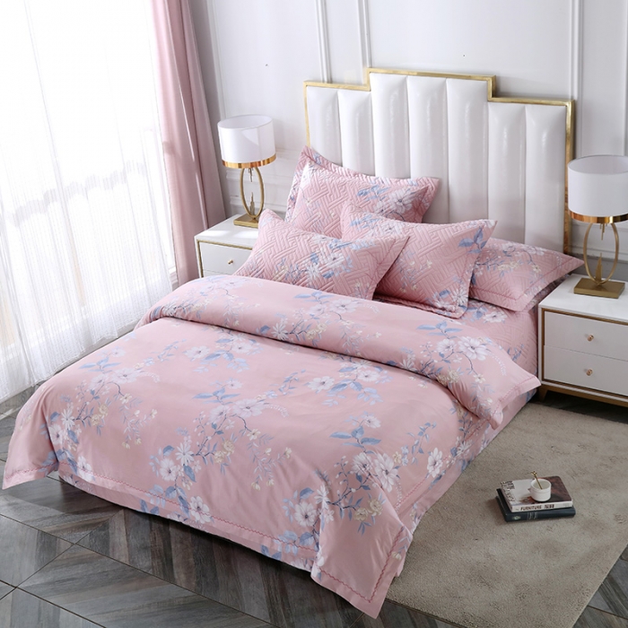 91家纺网 家纺一手货源 找家纺 OL新款13372全棉床盖夹棉四件套活性印染居家套件春晓-梦