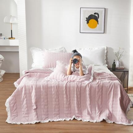 91家纺网 家纺一手货源 找家纺 北纬27度 2020新款韩式公主风多功能床盖夏被三件套 庄重粉