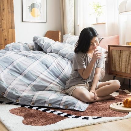 北纬27度 2020新款英伦复古风全棉色织椰子扣四件套班纳