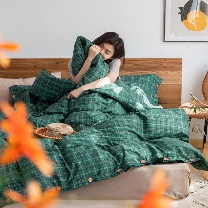 北纬27度 2020新款英伦复古风全棉色织椰子扣四件套光年