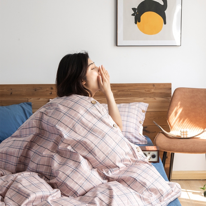 91家纺网 家纺一手货源 找家纺 北纬27度 2020新款英伦复古风全棉色织椰子扣四件套海曼