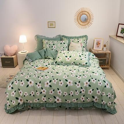 91家纺网 家纺一手货源 找家纺 芯贝儿 2020新款全m小清新韩版四件套清新绿叶