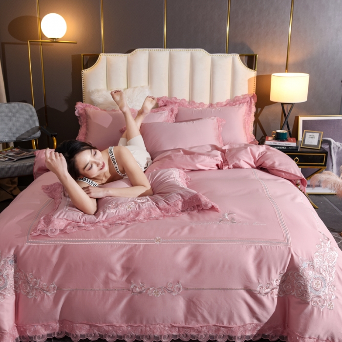 91家纺网 家纺一手货源 找家纺 唐人居 2025新款50支长绒棉四件套 米兰仲夏-珊瑚玉