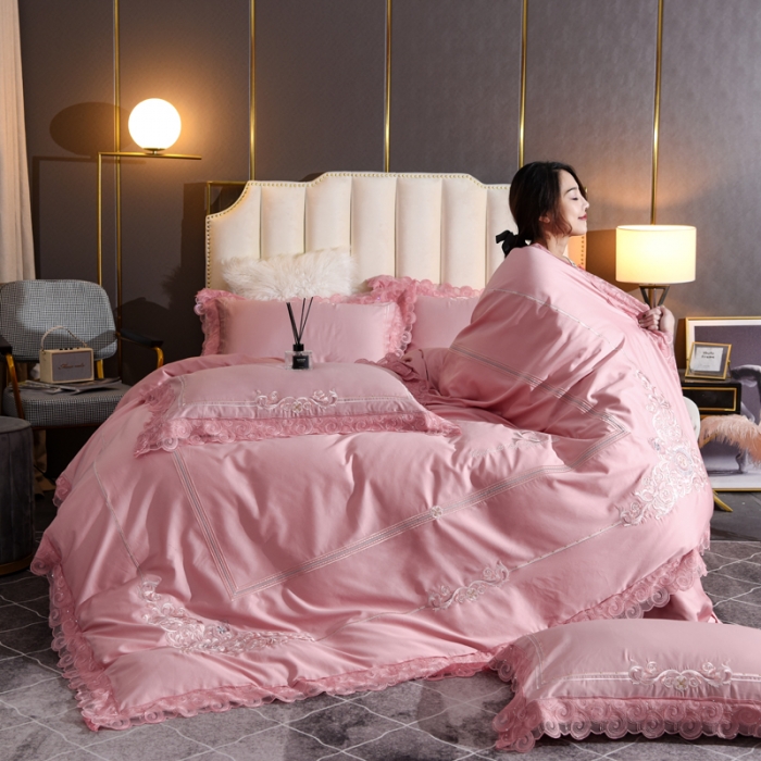 91家纺网 家纺一手货源 找家纺 唐人居 2025新款50支长绒棉四件套 米兰仲夏-薰衣草紫