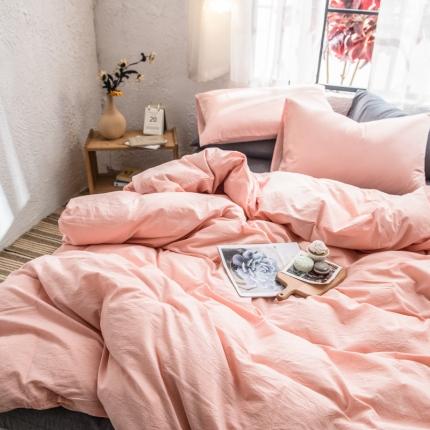 91家纺网 家纺一手货源 找家纺 佳梦达 2020新款全色织全棉水洗双拼单被套 浅粉灰