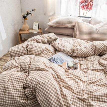 91家纺网 家纺一手货源 找家纺 佳梦达 2020新款全色织全棉水洗双拼单被套 米小格