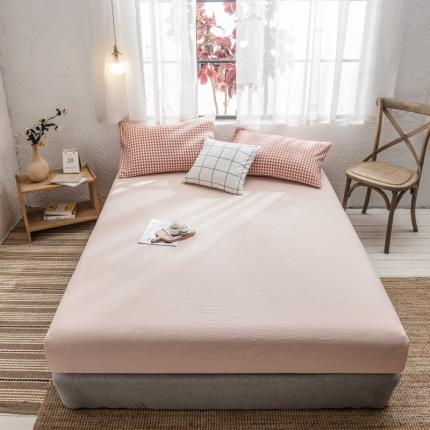 91家纺网 家纺一手货源 找家纺 佳梦达 2020新款全色织全棉水洗双拼单床笠 橙红小格