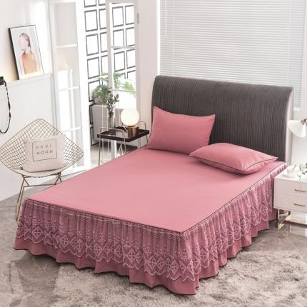 91家纺网 家纺一手货源 找家纺 金米诺 2020新款单层蕾丝床裙 豆沙