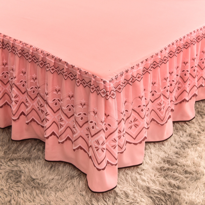 91家纺网 家纺一手货源 找家纺 金米诺 2020新款单层蕾丝床裙 淡粉