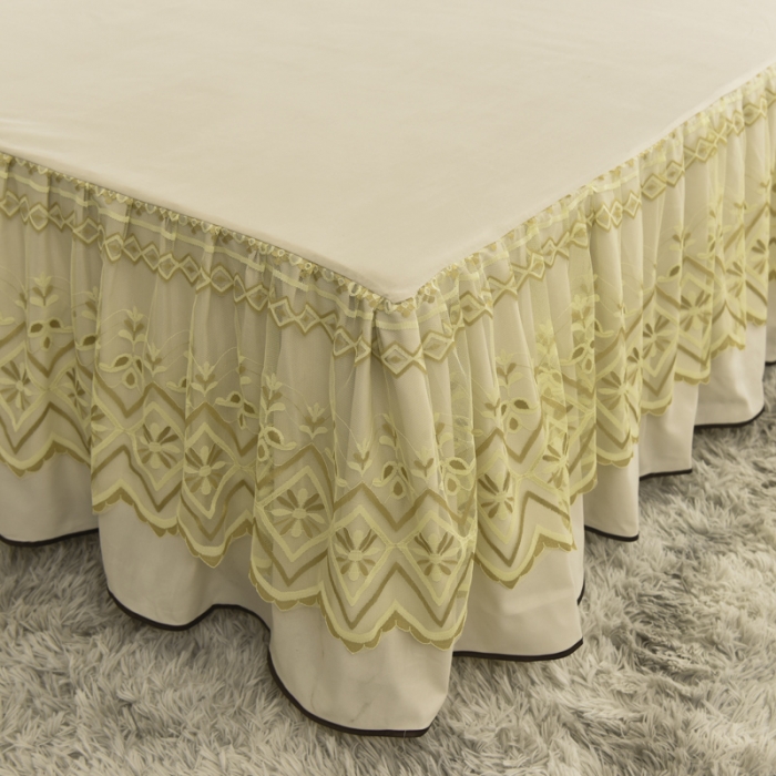 91家纺网 家纺一手货源 找家纺 金米诺 2020新款单层蕾丝床裙 黄色