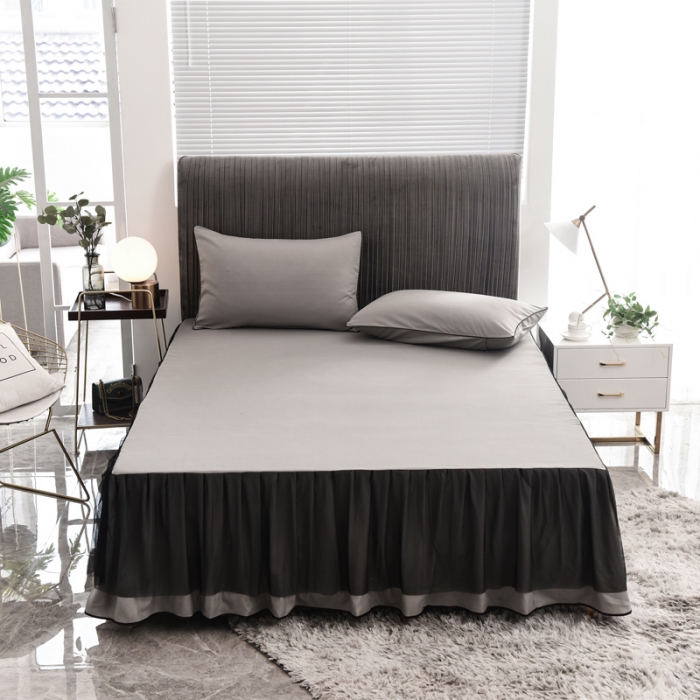 91家纺网 家纺一手货源 找家纺 金米诺 2020新款单层蕾丝床裙 灰色