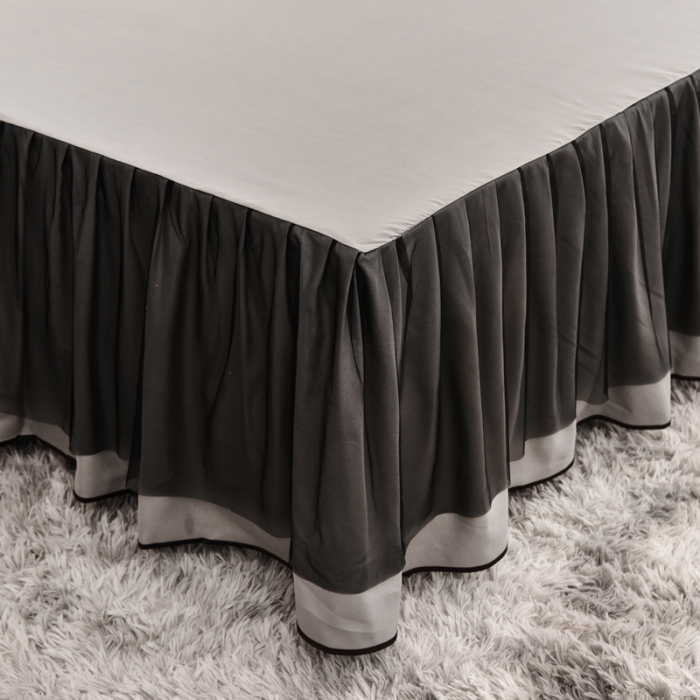 91家纺网 家纺一手货源 找家纺 金米诺 2020新款单层蕾丝床裙 灰色