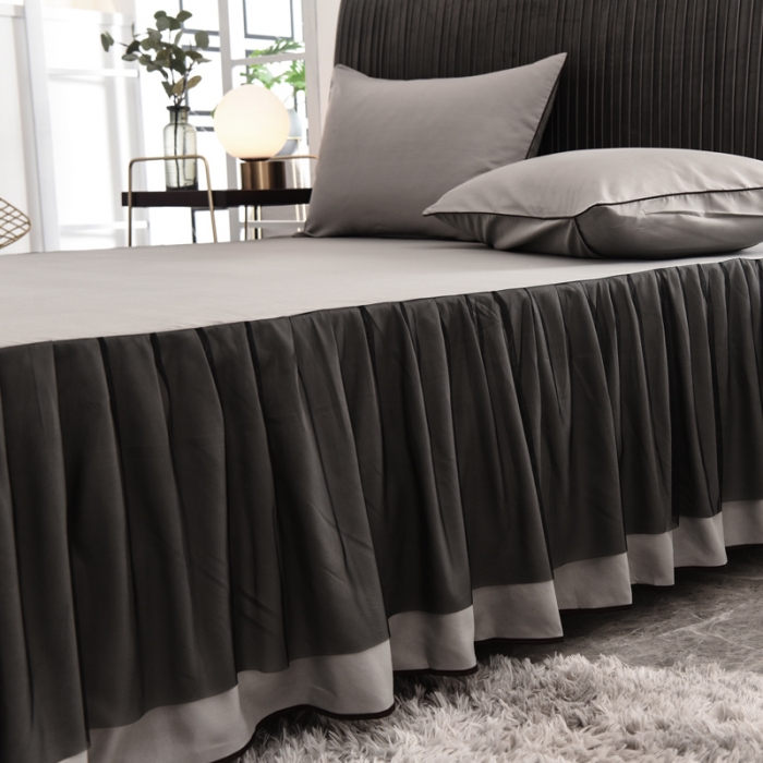 91家纺网 家纺一手货源 找家纺 金米诺 2020新款单层蕾丝床裙 灰色