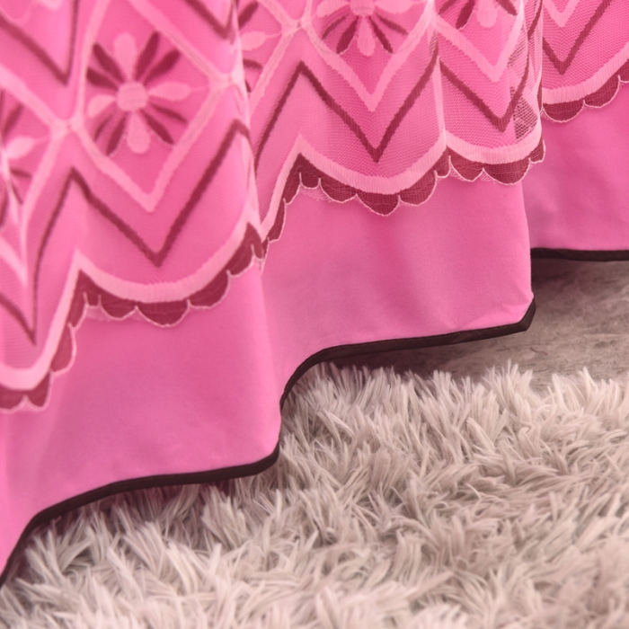 91家纺网 家纺一手货源 找家纺 金米诺 2020新款单层蕾丝床裙 亮粉