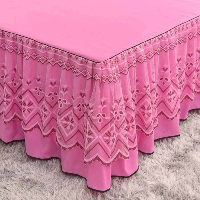 91家纺网 家纺一手货源 找家纺 金米诺 2020新款单层蕾丝床裙 亮粉