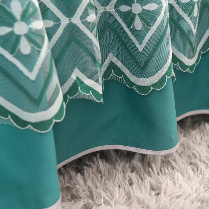 91家纺网 家纺一手货源 找家纺 金米诺 2020新款单层蕾丝床裙 墨绿