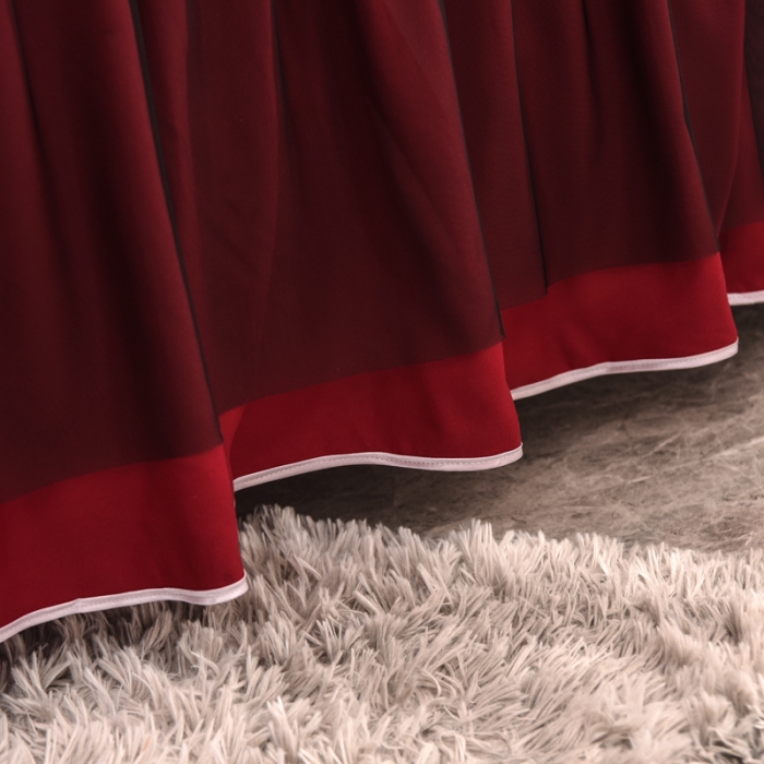 91家纺网 家纺一手货源 找家纺 金米诺 2020新款单层蕾丝床裙 深红