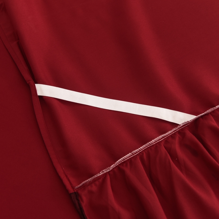 91家纺网 家纺一手货源 找家纺 金米诺 2020新款单层蕾丝床裙 深红