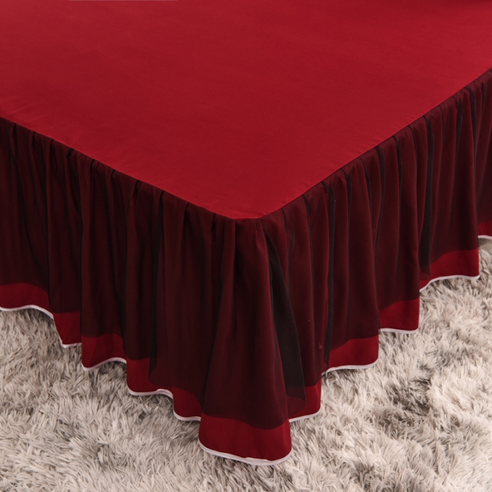 91家纺网 家纺一手货源 找家纺 金米诺 2020新款单层蕾丝床裙 深红