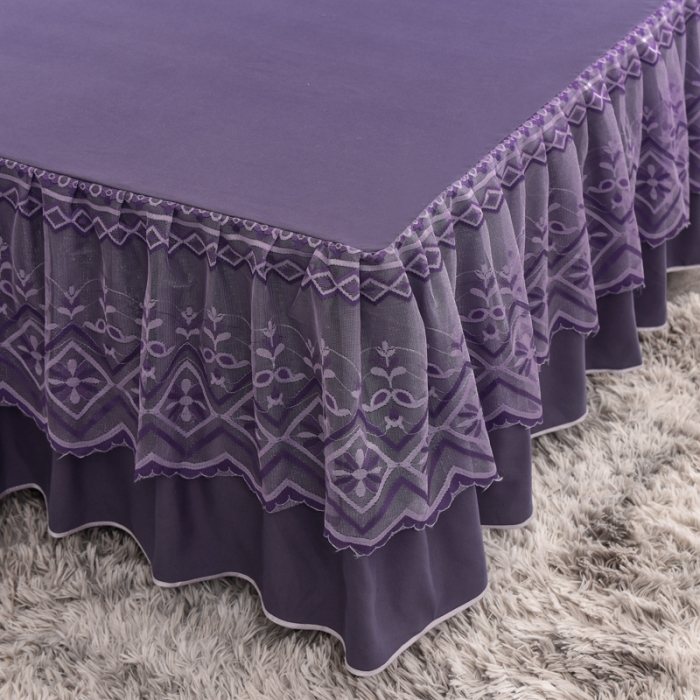 91家纺网 家纺一手货源 找家纺 金米诺 2020新款单层蕾丝床裙 烟熏紫