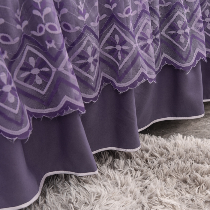 91家纺网 家纺一手货源 找家纺 金米诺 2020新款单层蕾丝床裙 烟熏紫