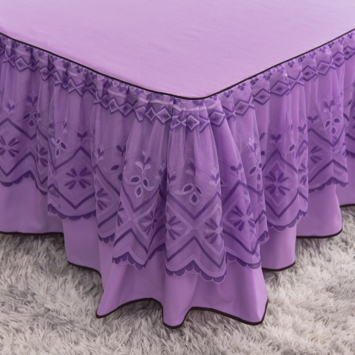 91家纺网 家纺一手货源 找家纺 金米诺 2020新款单层蕾丝床裙 紫色