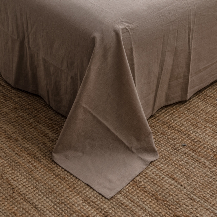 91家纺网 家纺一手货源 找家纺 佳梦达 2020新款全色织全棉水洗双拼单床单 灰浅驼