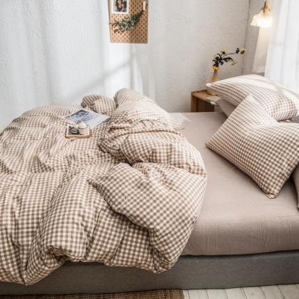 91家纺网 家纺一手货源 找家纺 佳梦达 2020新款全色织全棉水洗双拼单床单 米小格