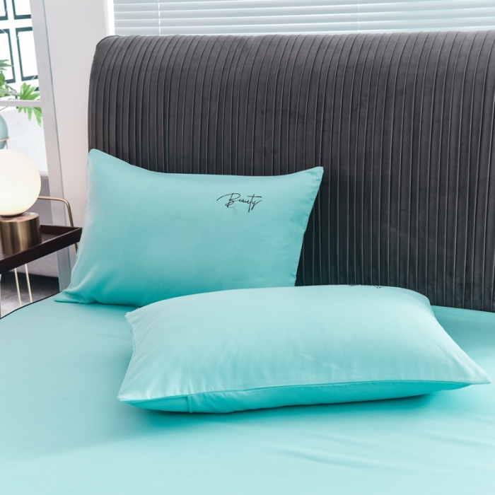 91家纺网 家纺一手货源 找家纺 金米诺 2020新款双层绣花床裙 淡雅青