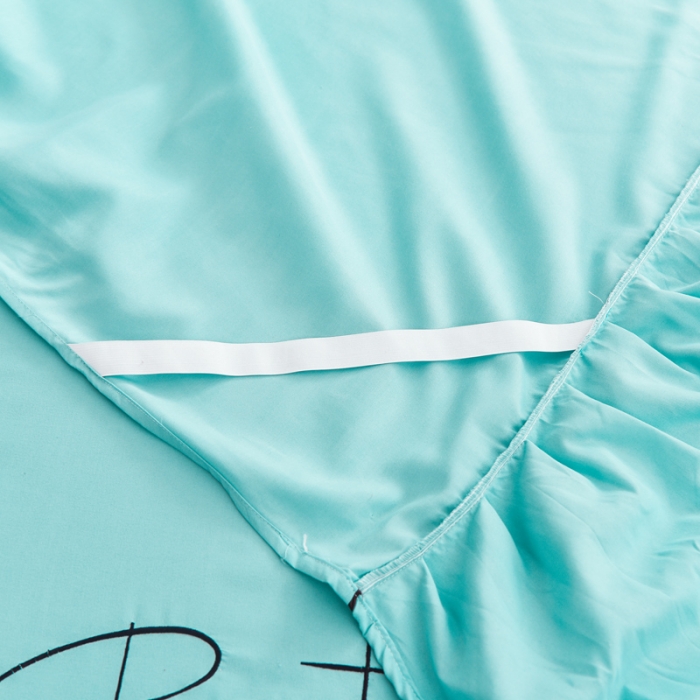 91家纺网 家纺一手货源 找家纺 金米诺 2020新款双层绣花床裙 淡雅青