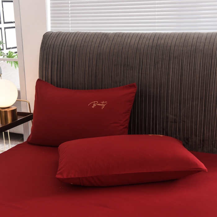 91家纺网 家纺一手货源 找家纺 金米诺 2020新款双层绣花床裙 深红