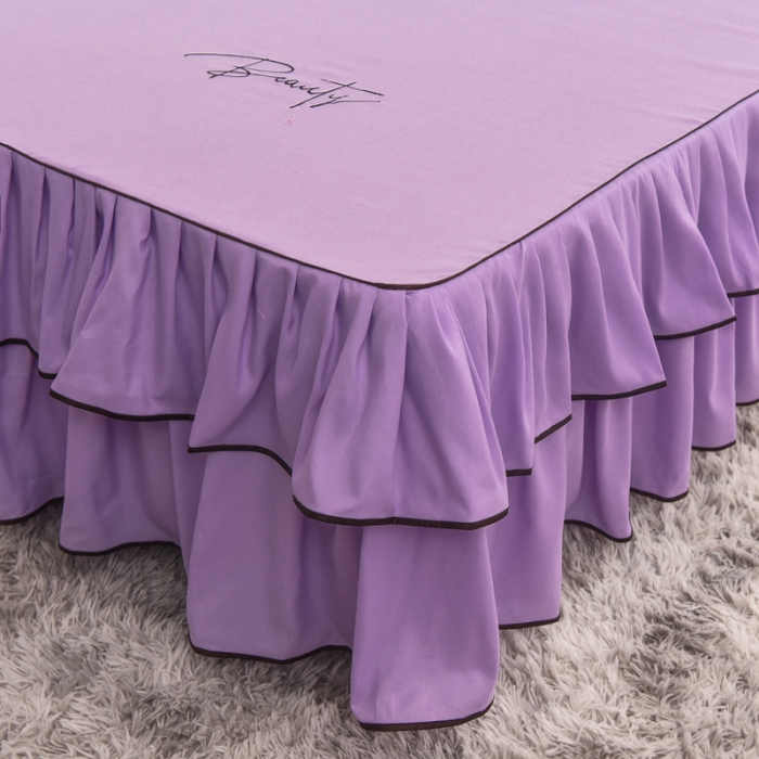 91家纺网 家纺一手货源 找家纺 金米诺 2020新款双层绣花床裙 紫色