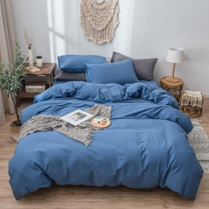 91家纺网 家纺一手货源 找家纺 佳梦达 2020新款全棉水洗纯色单被套 牛仔蓝