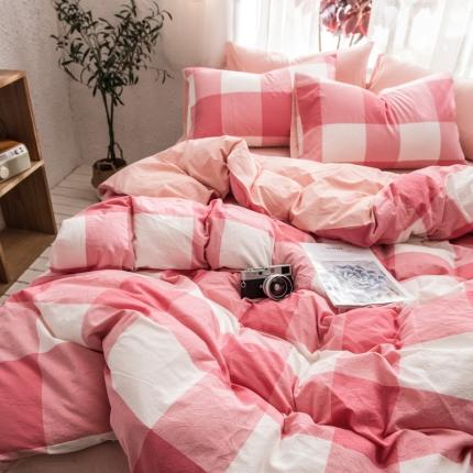 91家纺网 家纺一手货源 找家纺 佳梦达 2020新款色织全棉水洗双拼单被套 红白大格