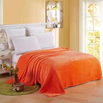 素素 素色活性印染珊瑚绒毛毯超柔四季毯 夏凉盖毯礼品毯 桔黄