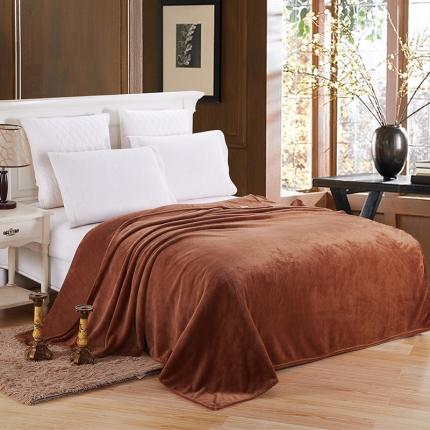 素素 素色活性印染珊瑚绒毛毯超柔四季毯 夏凉盖毯礼品毯 咖啡