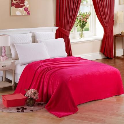 素素 素色活性印染珊瑚绒毛毯超柔四季毯 夏凉盖毯礼品毯 玫红