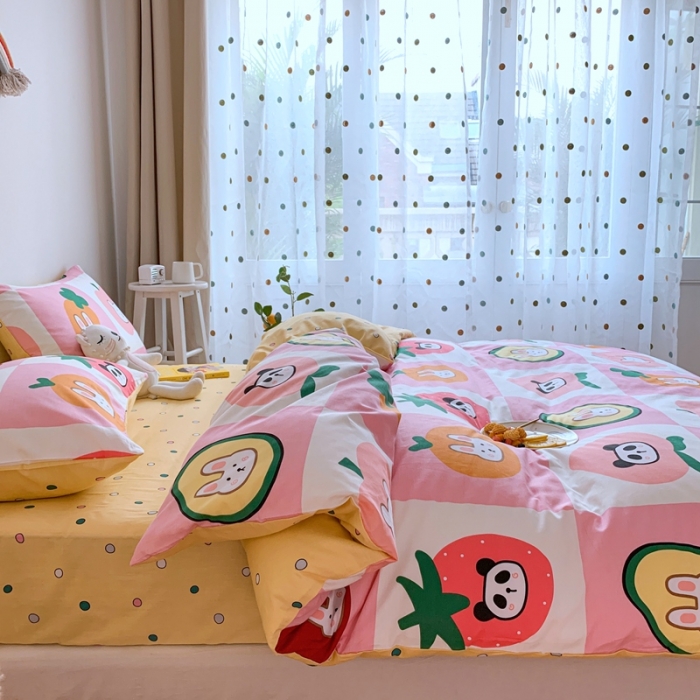 91家纺网 家纺一手货源 找家纺 星期八 2020新款全棉13070亲子四件套系列 格子小可爱