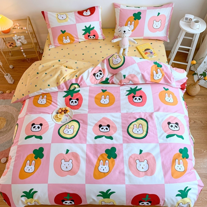 91家纺网 家纺一手货源 找家纺 星期八 2020新款全棉13070亲子四件套系列 格子小可爱