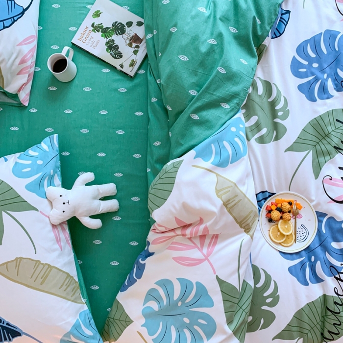 91家纺网 家纺一手货源 找家纺 星期八 2020新款全棉13070亲子四件套系列 龟背绿植