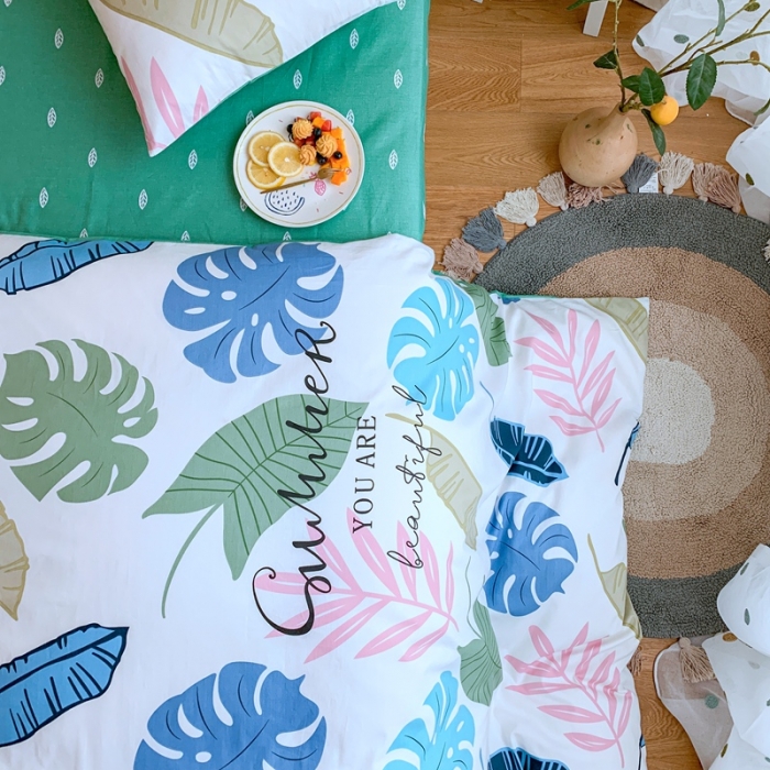 91家纺网 家纺一手货源 找家纺 星期八 2020新款全棉13070亲子四件套系列 龟背绿植