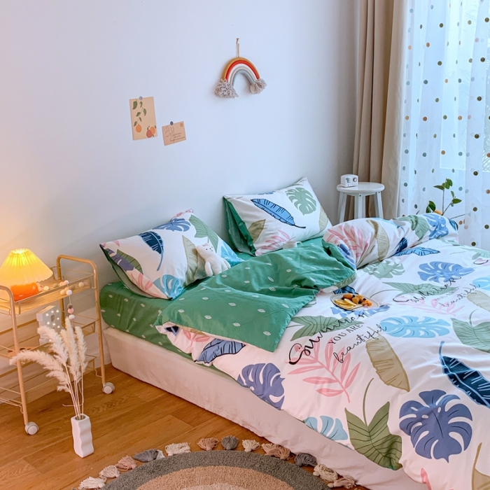 91家纺网 家纺一手货源 找家纺 星期八 2020新款全棉13070亲子四件套系列 龟背绿植