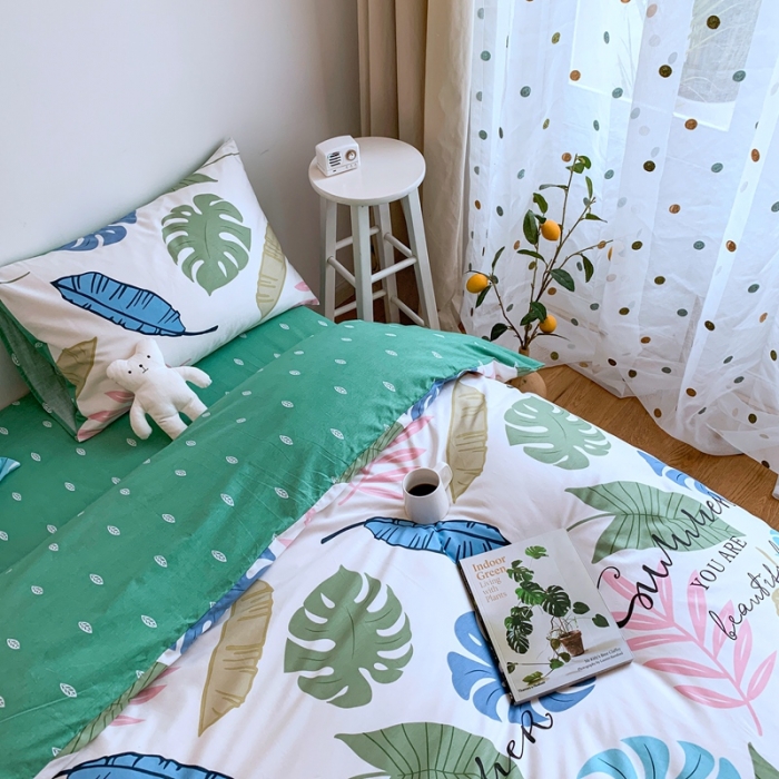 91家纺网 家纺一手货源 找家纺 星期八 2020新款全棉13070亲子四件套系列 龟背绿植