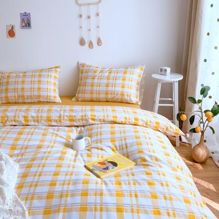 91家纺网 家纺一手货源 找家纺 星期八 2020新款全棉13070亲子四件套系列 黄格